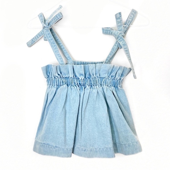 Dolls Kill Tops - DOLLSKILL Hey Girl Ruffle Hayride Denim Crop Top